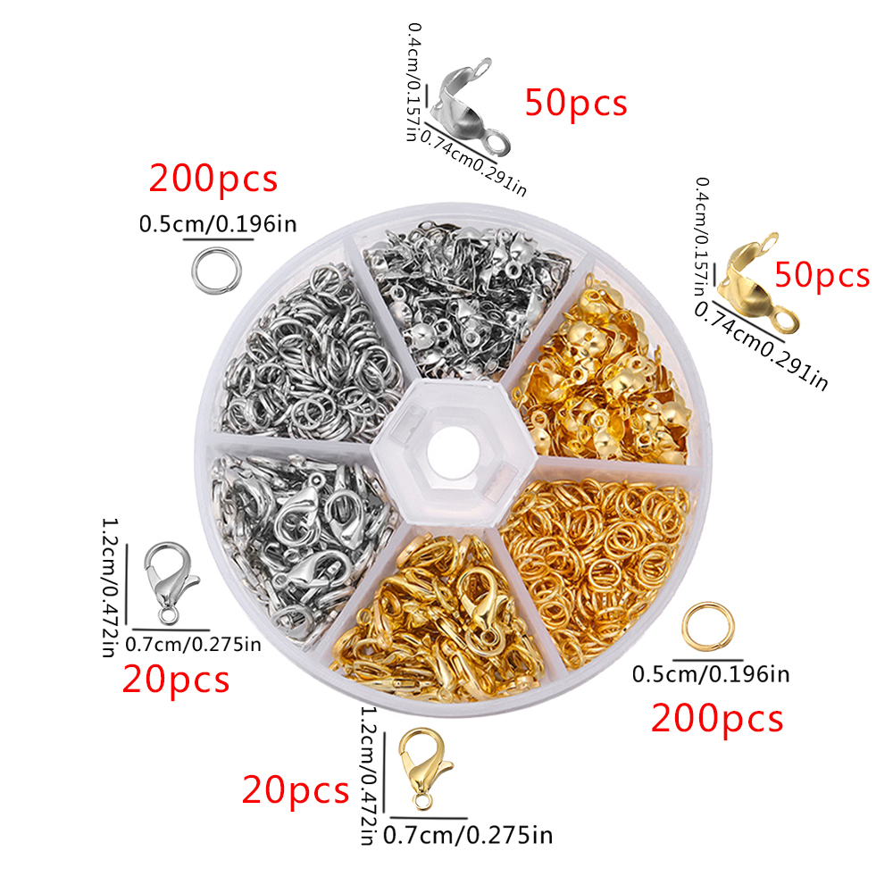 Jewelry Making Materials Wholesale - 540 Stück Karabinerverschlüsse aus Edelstahl, Perlenbefestigungen,