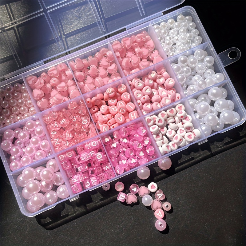 Jewelry Making Online - 10-teiliges rosa Alphabet-Set, Acrylperlen, handgemachtes Schmuckbastelset,