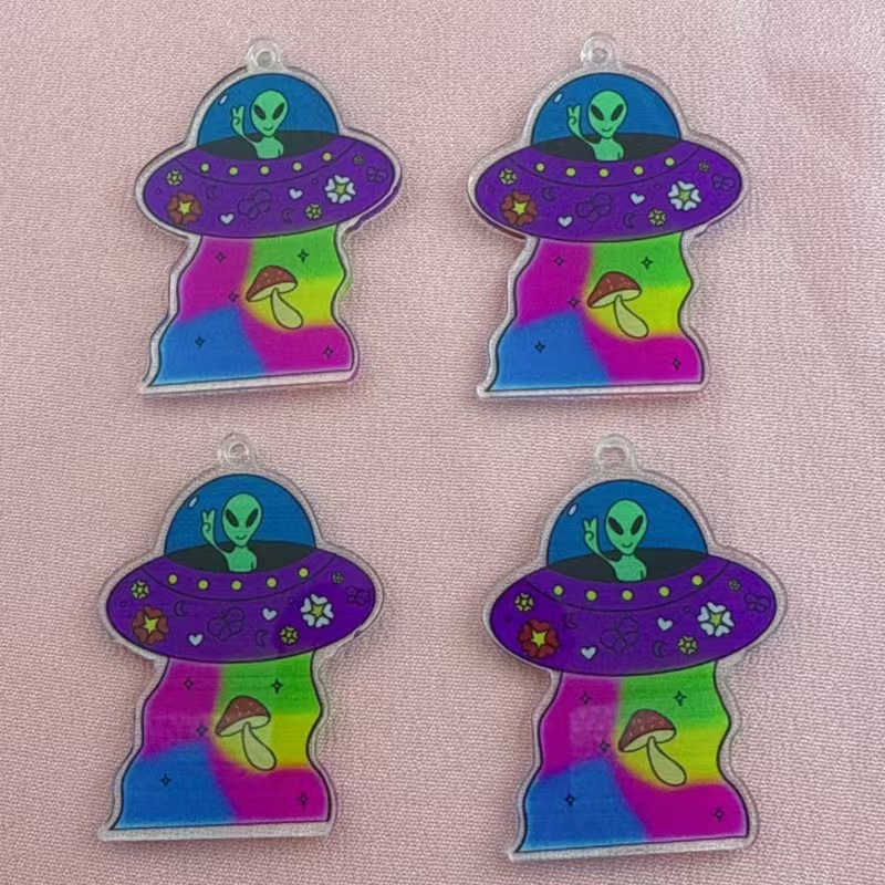 Jewelry Making Party - 10 Stück Grenzüberschreitend Beliebte Lustige Acryl-Alien-Figuren-Anhänger
