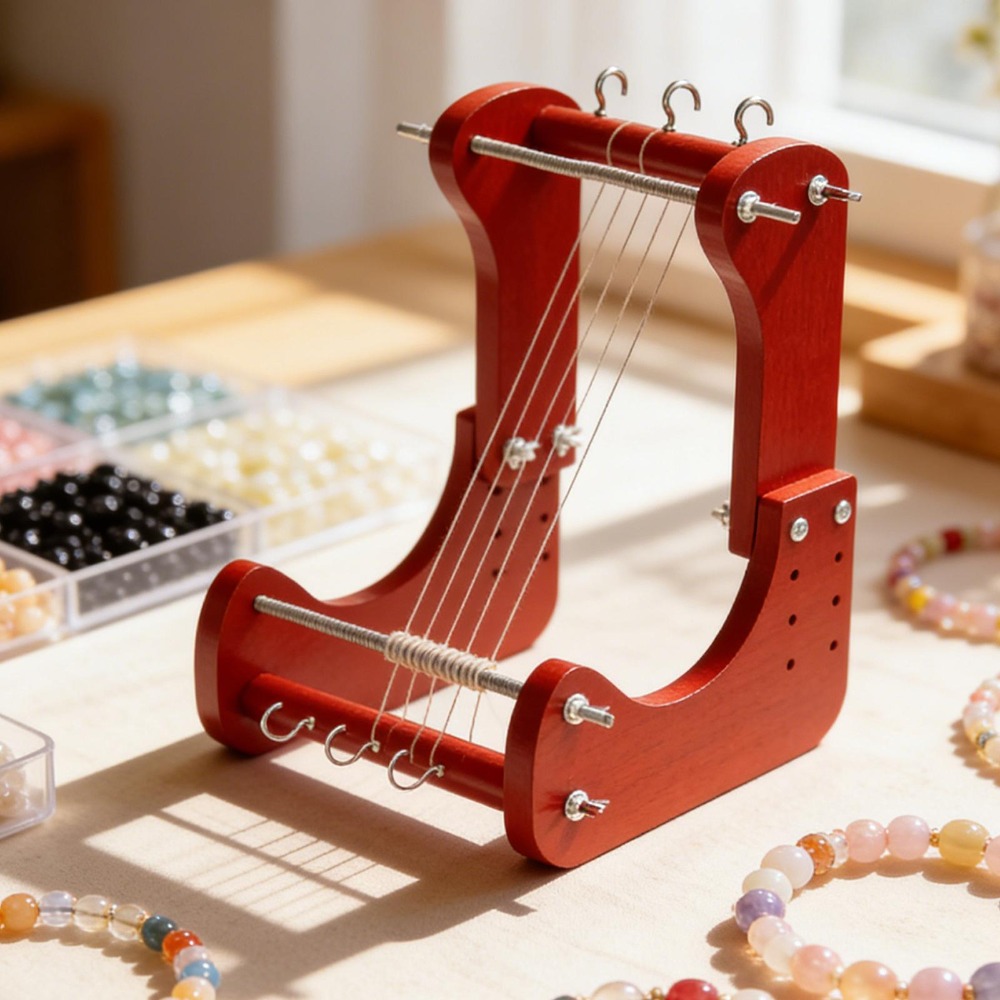 Jewelry Making Kits - Holzperlen-Webrahmen-Set mit Verstellbarer Länge, Tischwebwerkzeug für