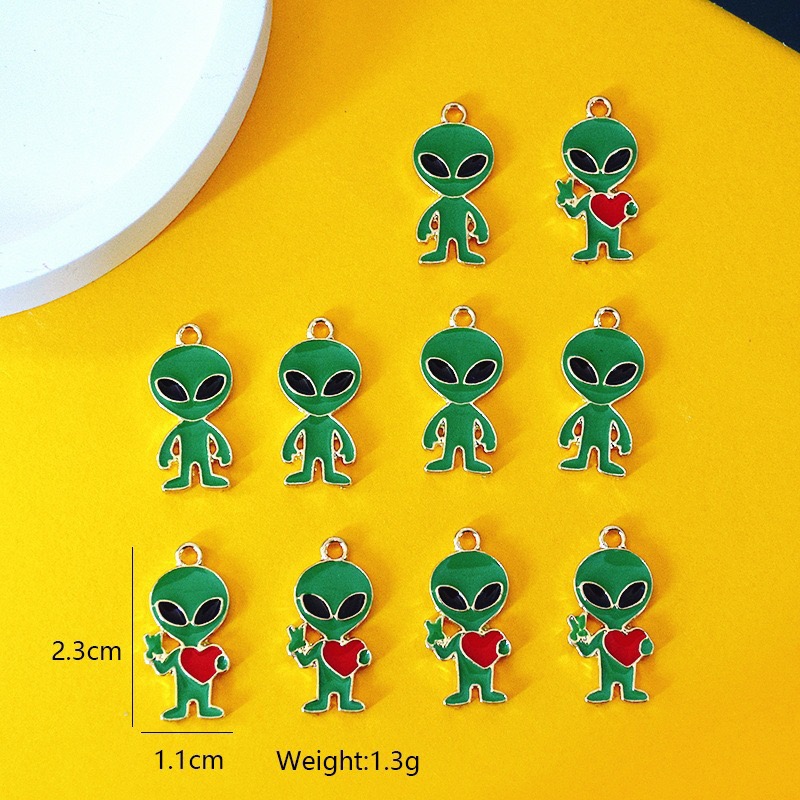 Jewelry Making Party - 10 Stück Einfache Alien-Legierungsanhänger mit Emaille,