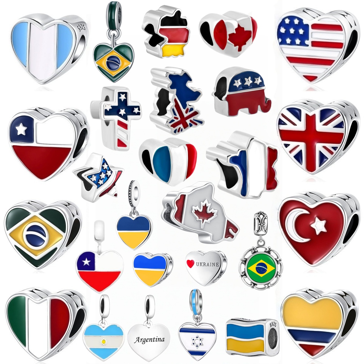Jewelry Making Uk - Neue S925 Silber Nationalflaggen-Herzanhänger USA UK