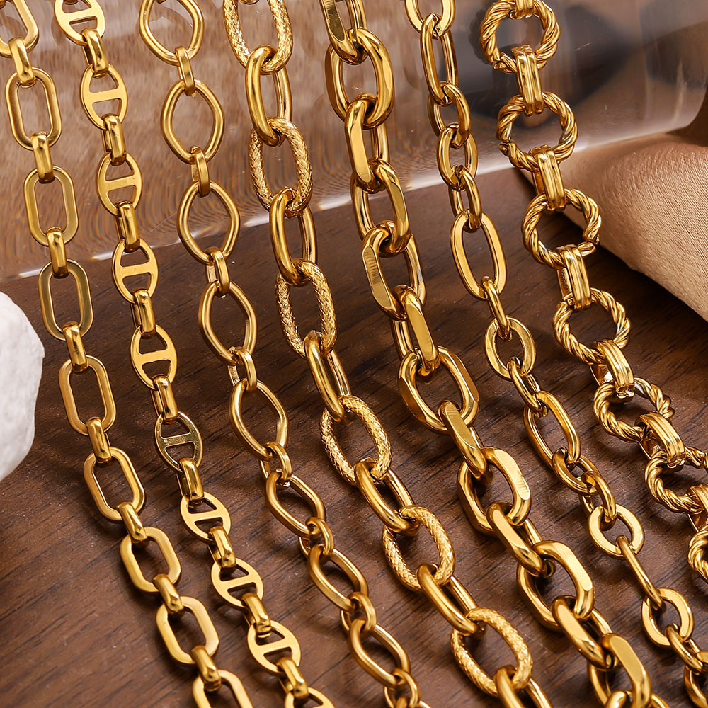 Jewelry Making Gold Wire - 1 Meter Edelstahl-Großketten, vergoldet, mit NK-geprägtem