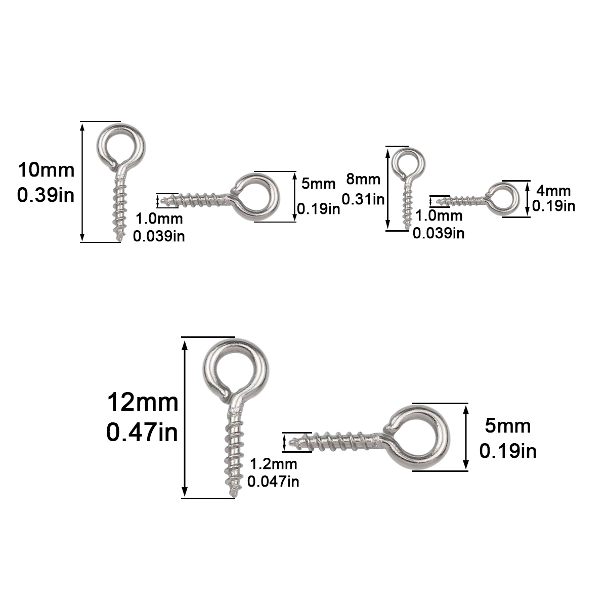 100 Stück 4 x 8/5 x 10/5 x 12  – Jewelry Making Rivets Bewertung und Preis